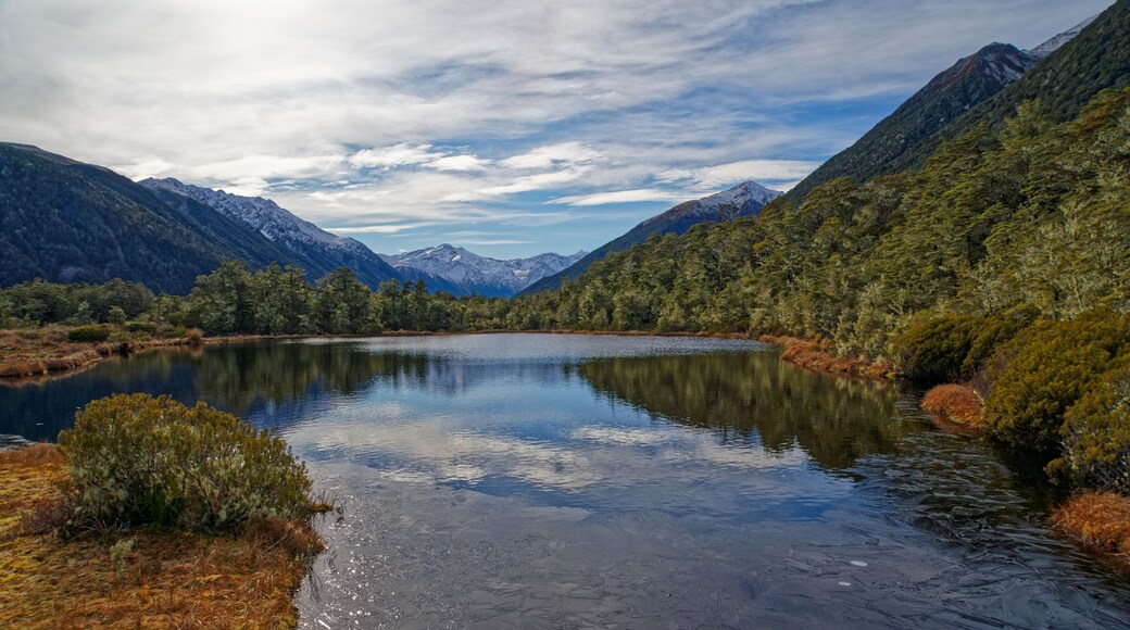 Winter at Lewis Pass Tarn at the northern end of the St James Walkway, New Zealand.
