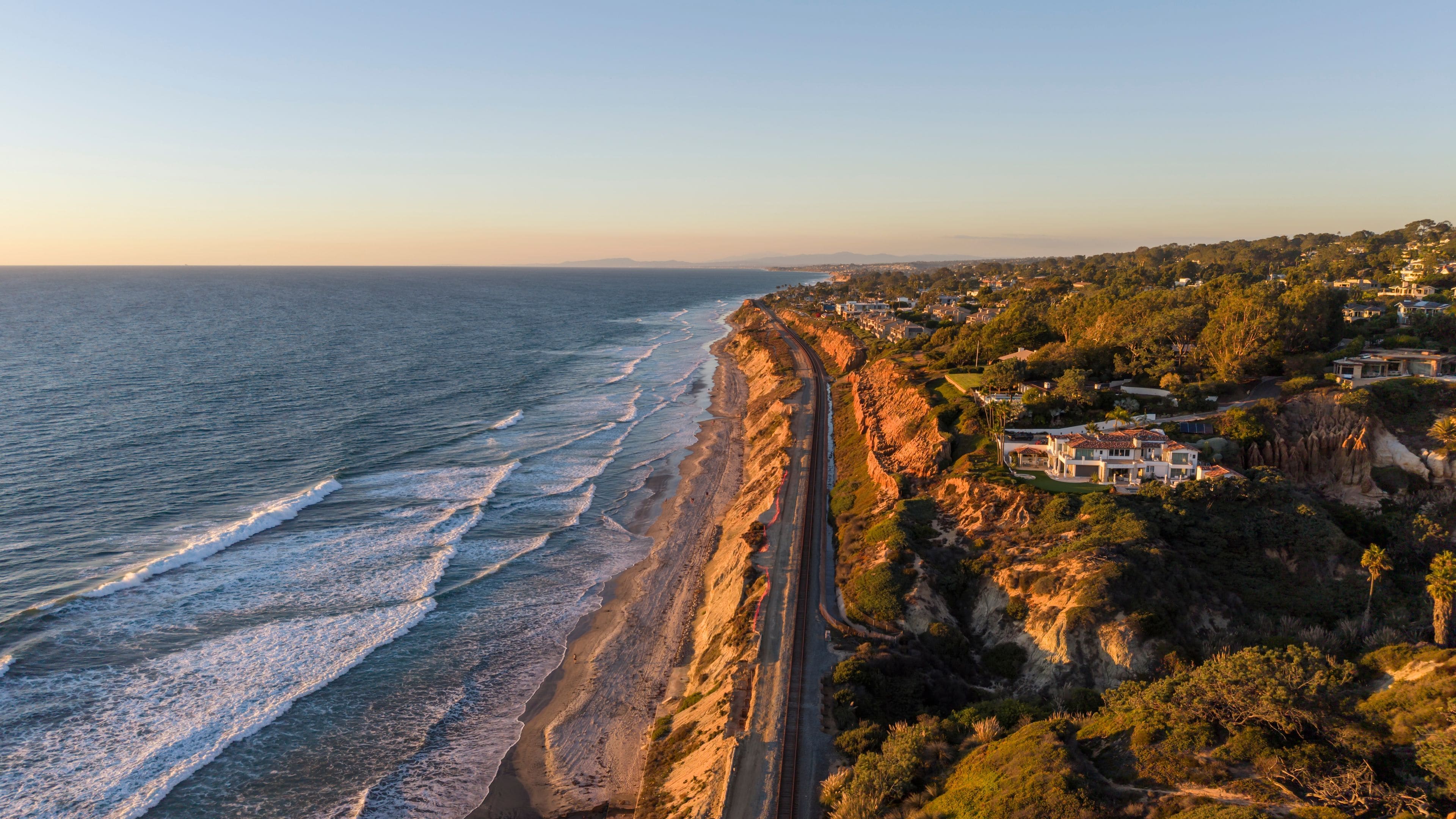 Sandstone cliffs near Del Mar, California, drone photo