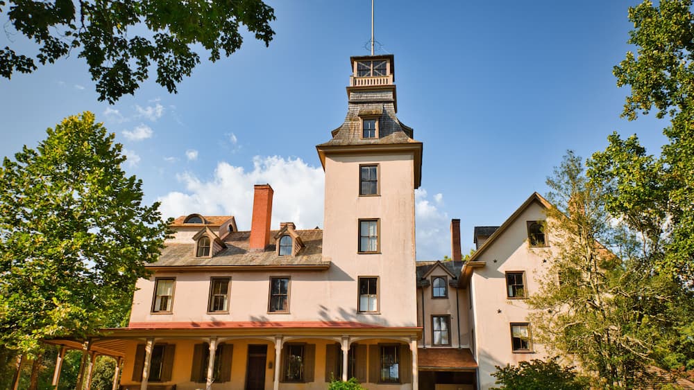 View of the main mansion in Batsto village, located in the Pine Barrens, New Jersey, USA