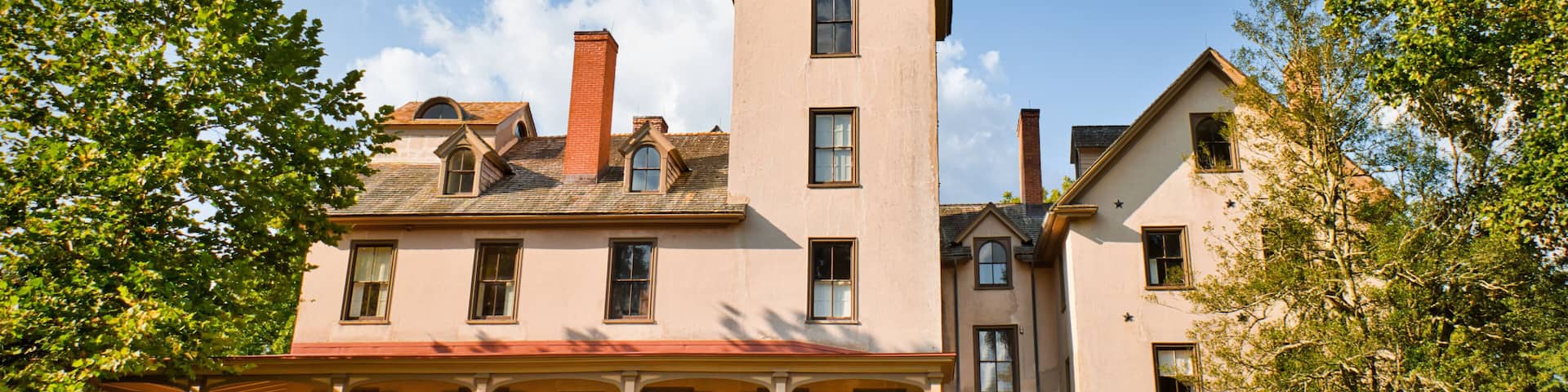 View of the main mansion in Batsto village, located in the Pine Barrens, New Jersey, USA