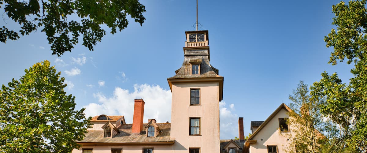 View of the main mansion in Batsto village, located in the Pine Barrens, New Jersey, USA