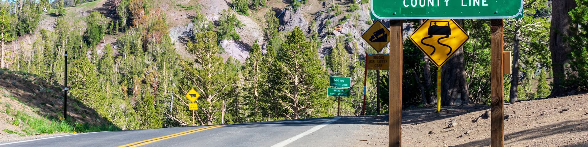 Sonora Pass, elevation 9,624 feet sign on scenic highway 108 in California