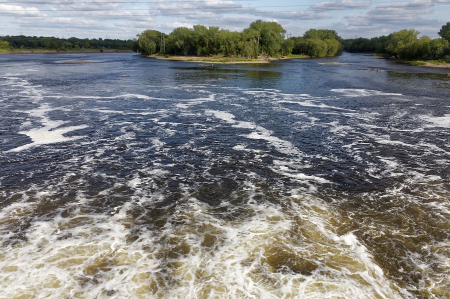 View of the Mississippi River from a dam