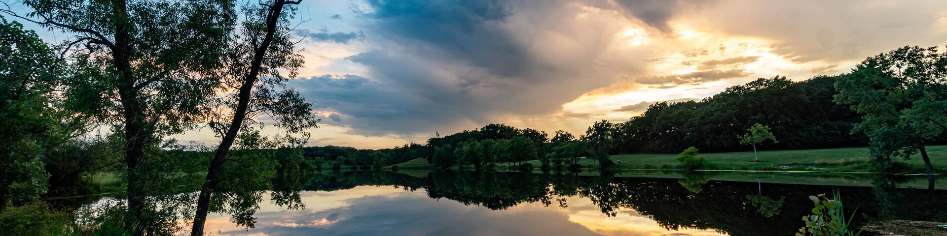 Reflection on Lake at Dusk at Turtlehead Lake Nature Preserve in Orland Park, IL (Suburban Chicago)