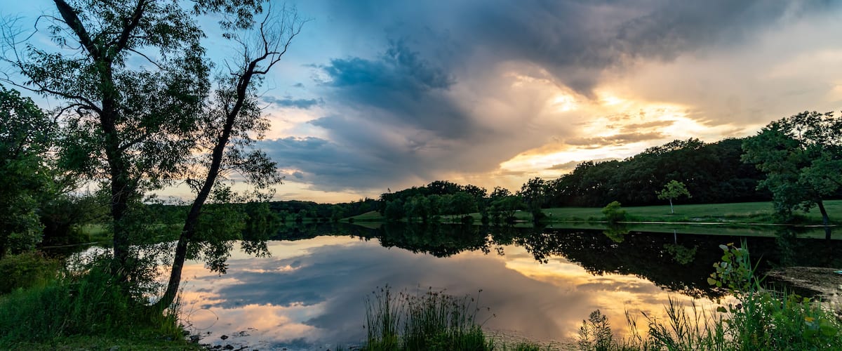 Reflection on Lake at Dusk at Turtlehead Lake Nature Preserve in Orland Park, IL (Suburban Chicago)