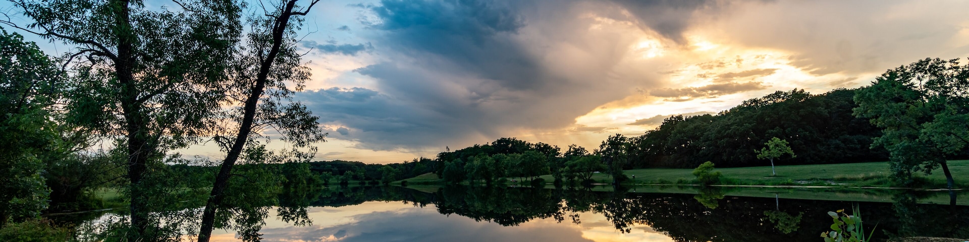 Reflection on Lake at Dusk at Turtlehead Lake Nature Preserve in Orland Park, IL (Suburban Chicago)