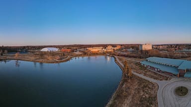 Pano Golden Hour Edinboro lake - aerial