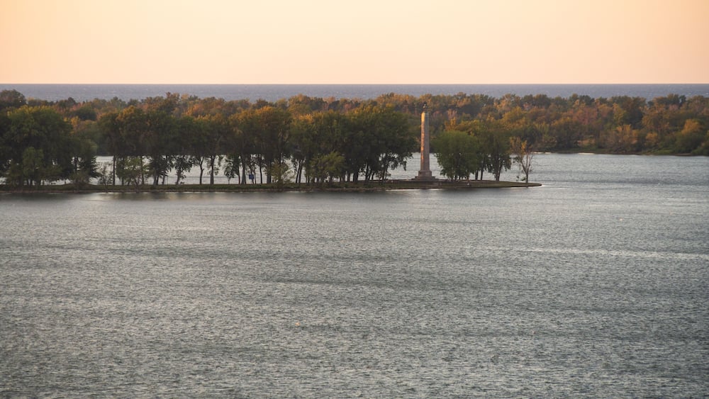 Erie's Presque Isle State Park as seen from the Bicentennial Tower, located in Erie, Pennsylvania