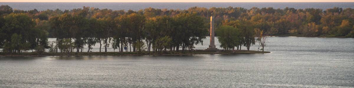 Erie's Presque Isle State Park as seen from the Bicentennial Tower, located in Erie, Pennsylvania