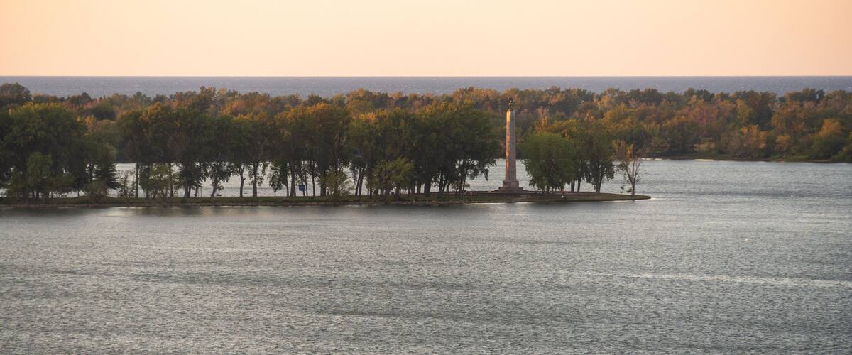 Erie's Presque Isle State Park as seen from the Bicentennial Tower, located in Erie, Pennsylvania