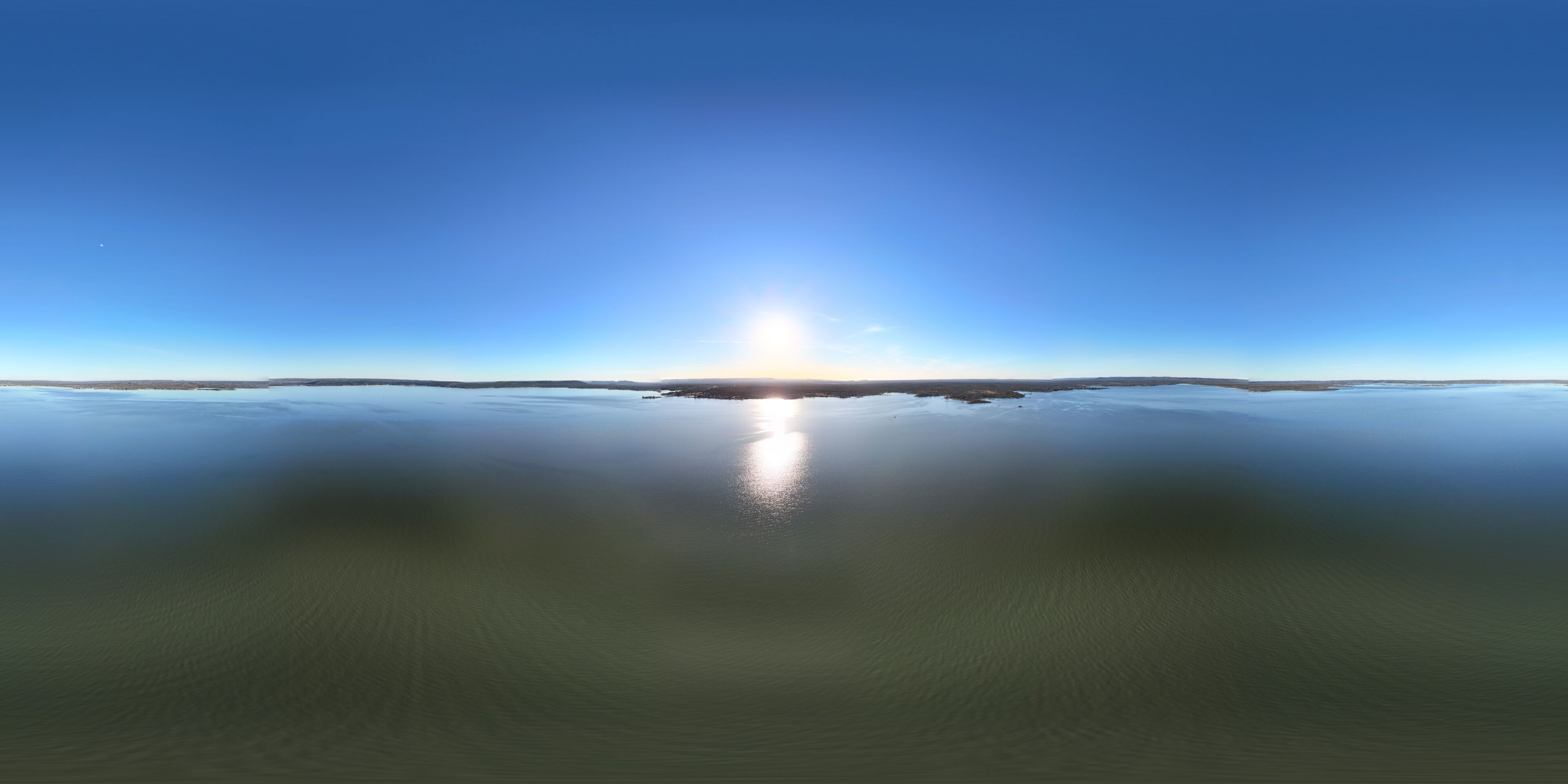 Aerial scenes of Lake Buchanan in the Central Texas Hill Country during sunset