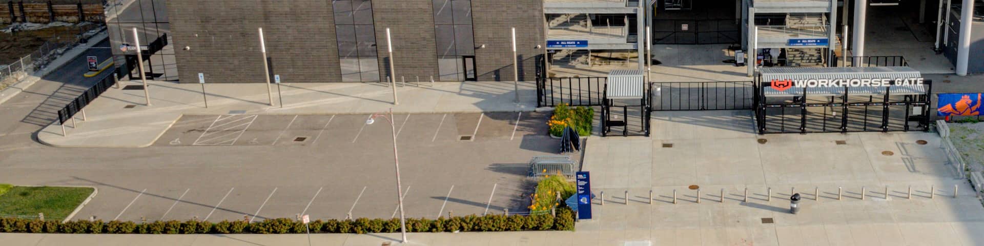 Cincinnati, United States - 18 July 2025: Aerial view of the TQL Stadium, a modern architectural marvel, stands in stark contrast to the city skyline.