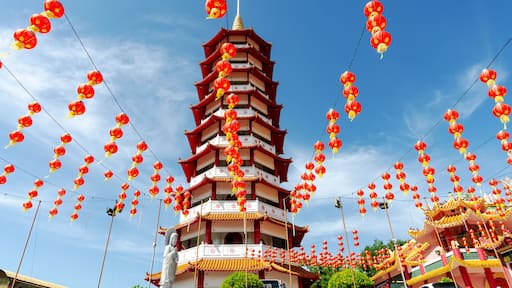 Pagoda and lanterns at Peak Nam Toong Temple Kota Kinabalu Sabah