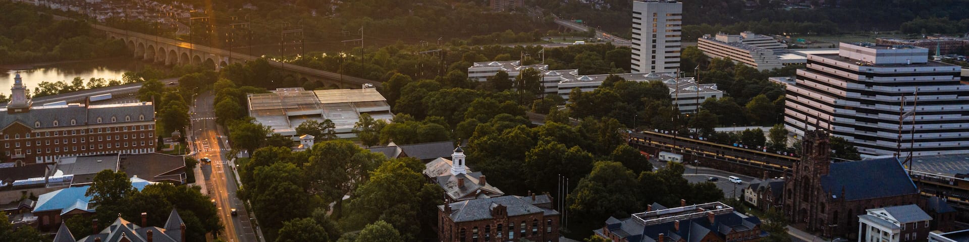 Aerial Sunrise of Rutgers University New Brunswick New Jersey