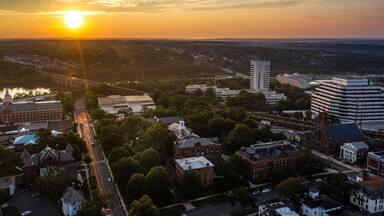 Aerial Sunrise of Rutgers University New Brunswick New Jersey