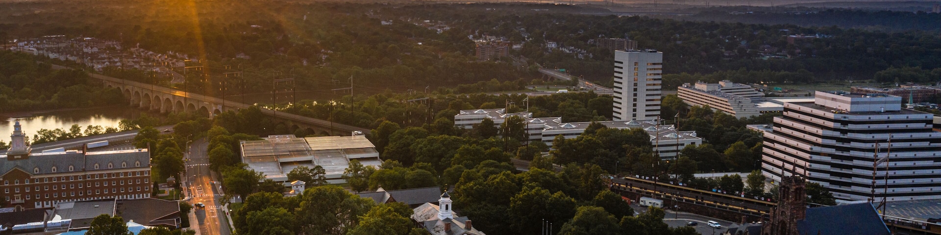 Aerial Sunrise of Rutgers University New Brunswick New Jersey