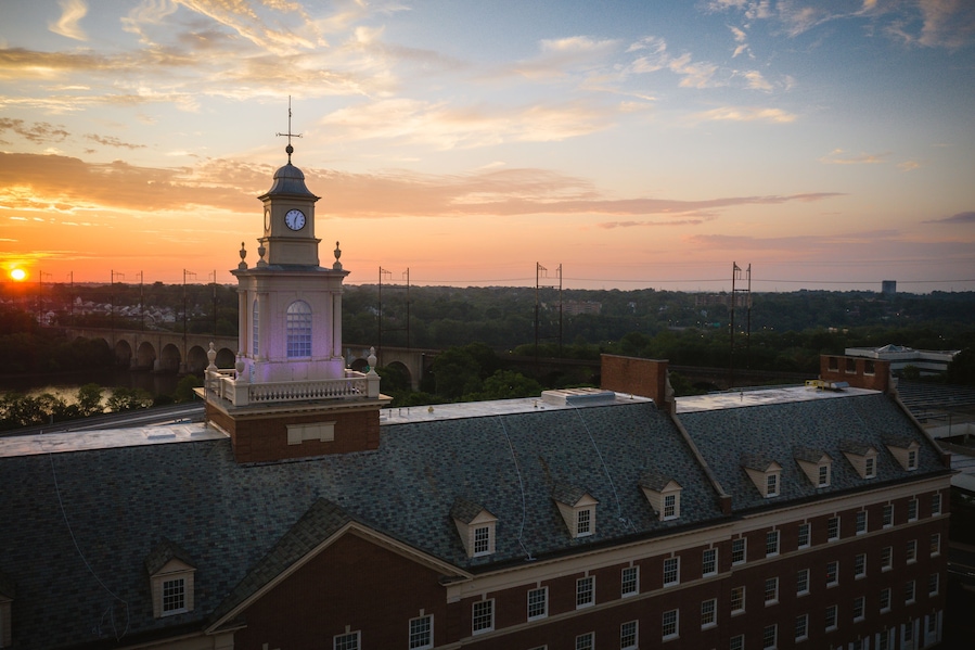 Aerial Sunrise of Rutgers University New Brunswick New Jersey