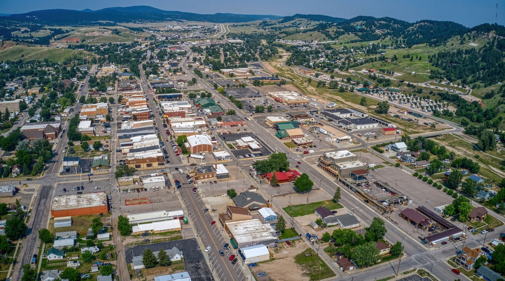 Aerial View of Sturgis, South Dakota Which hosts an annual Motorcycle Rally