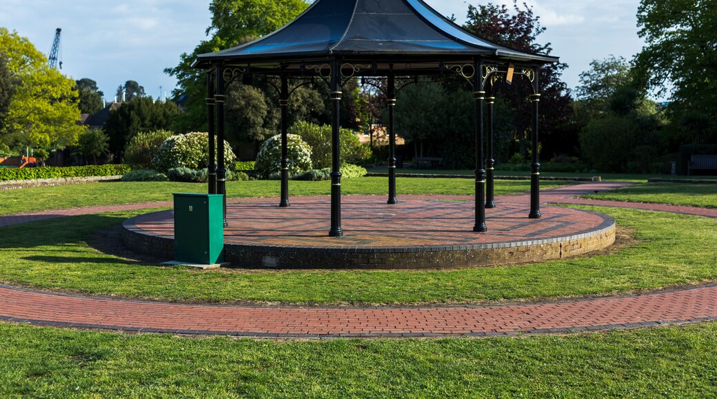 A traditional bandstand located in the middle of a popular park in Woodbridge, Suffolk