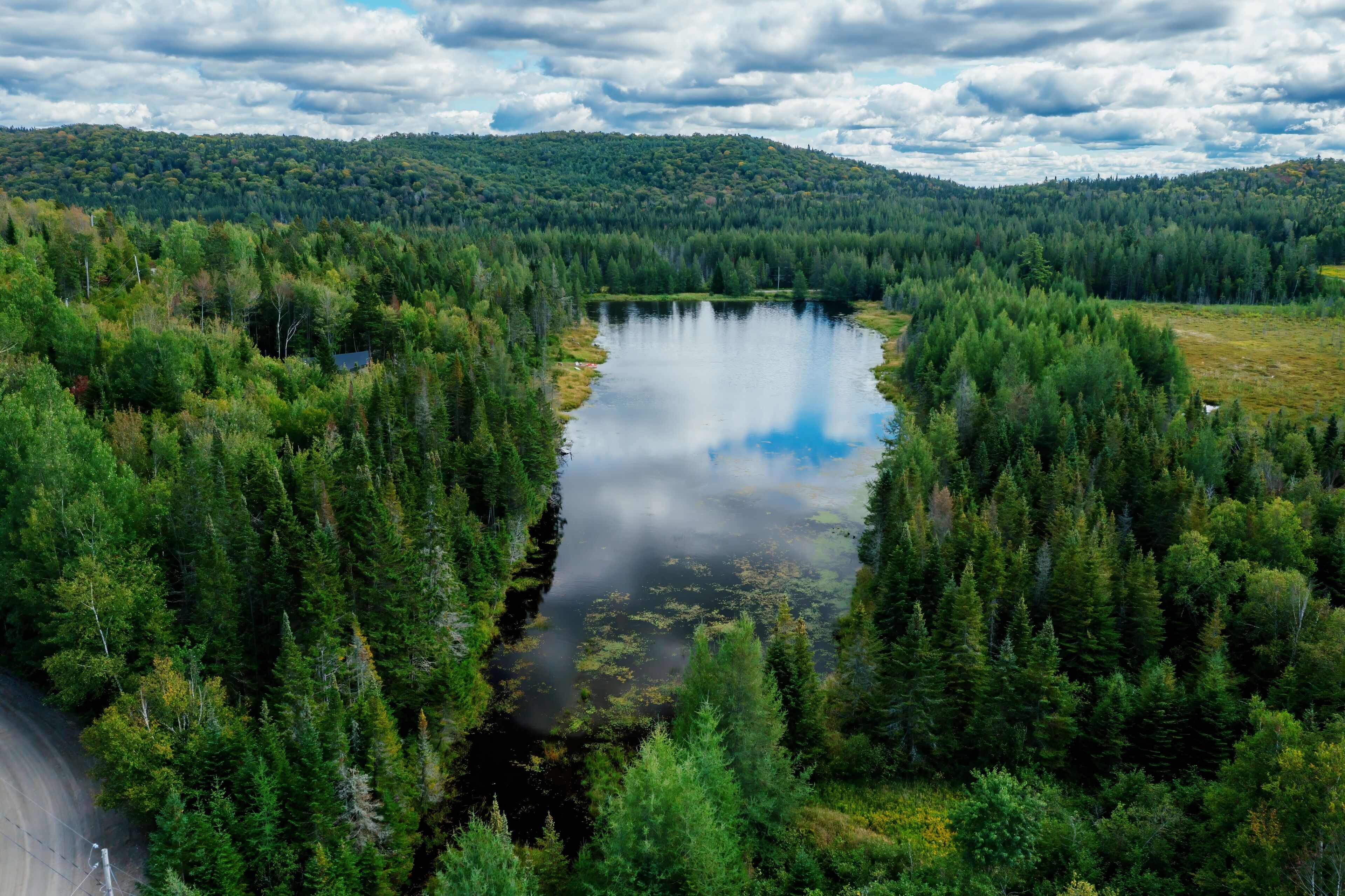 Small lake in the forest. Sainte-Lucie-des-Laurentides, Val David, Quebec, Canada.
