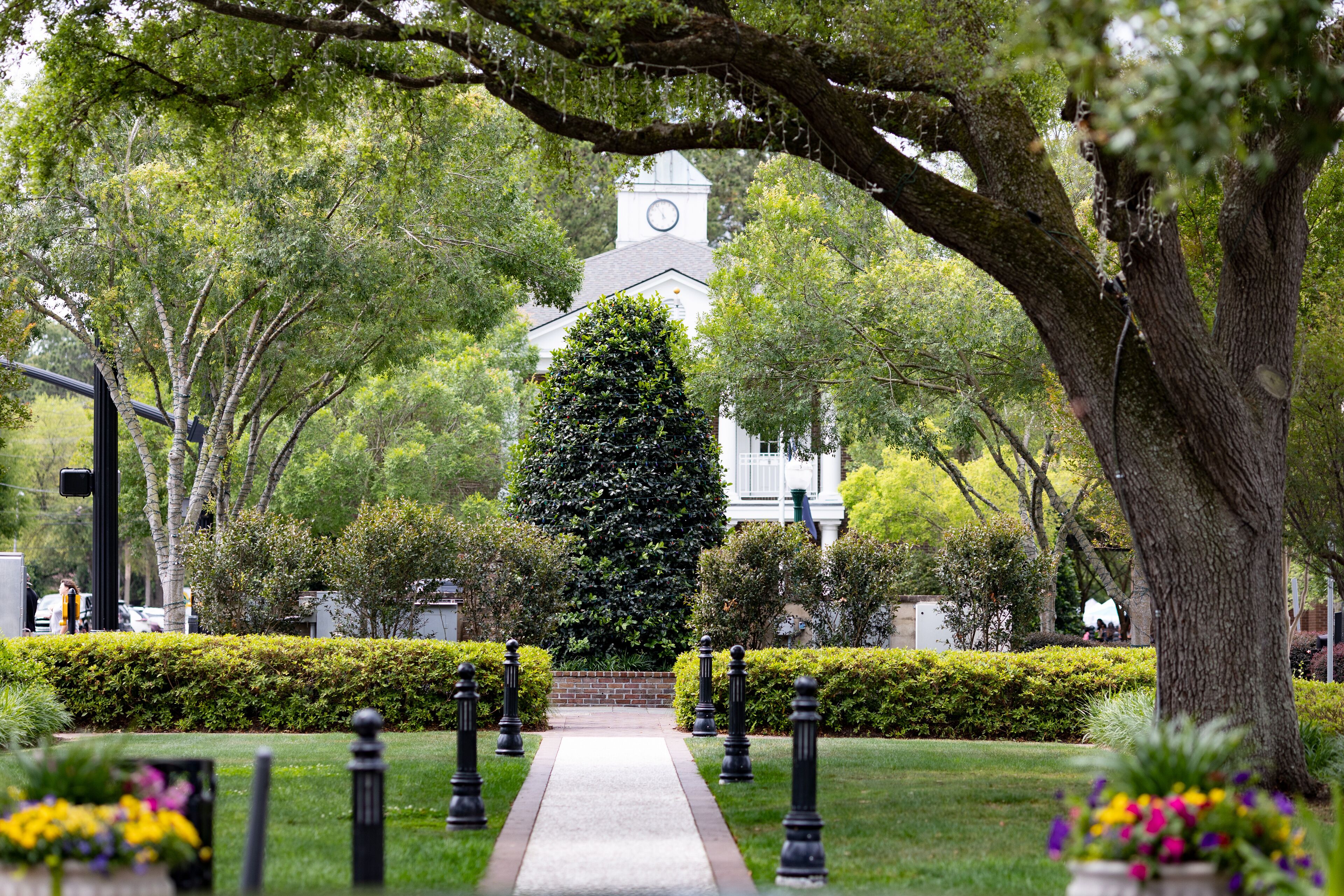 Pathway in Huntington Square Park in Downtown Summerville, South Carolina. Summerville is the birth place of sweet tea and has southern charm