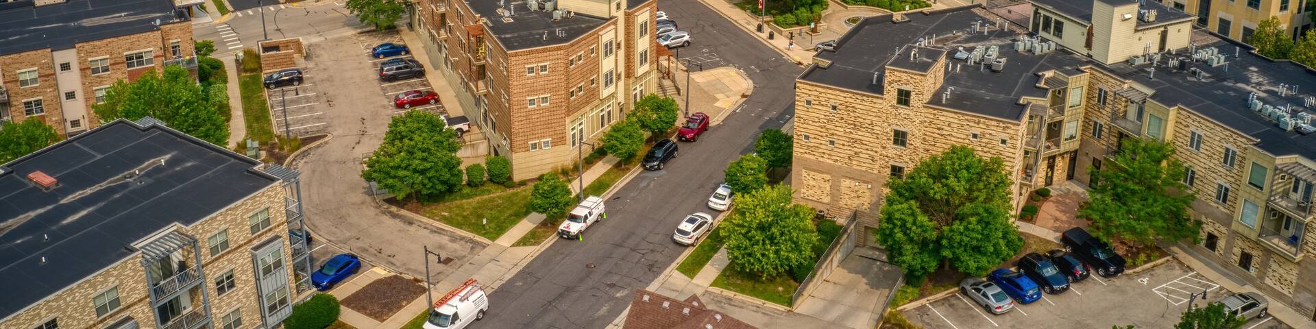 Aerial view of the Madison Suburb of Sun Prairie, Wisconsin