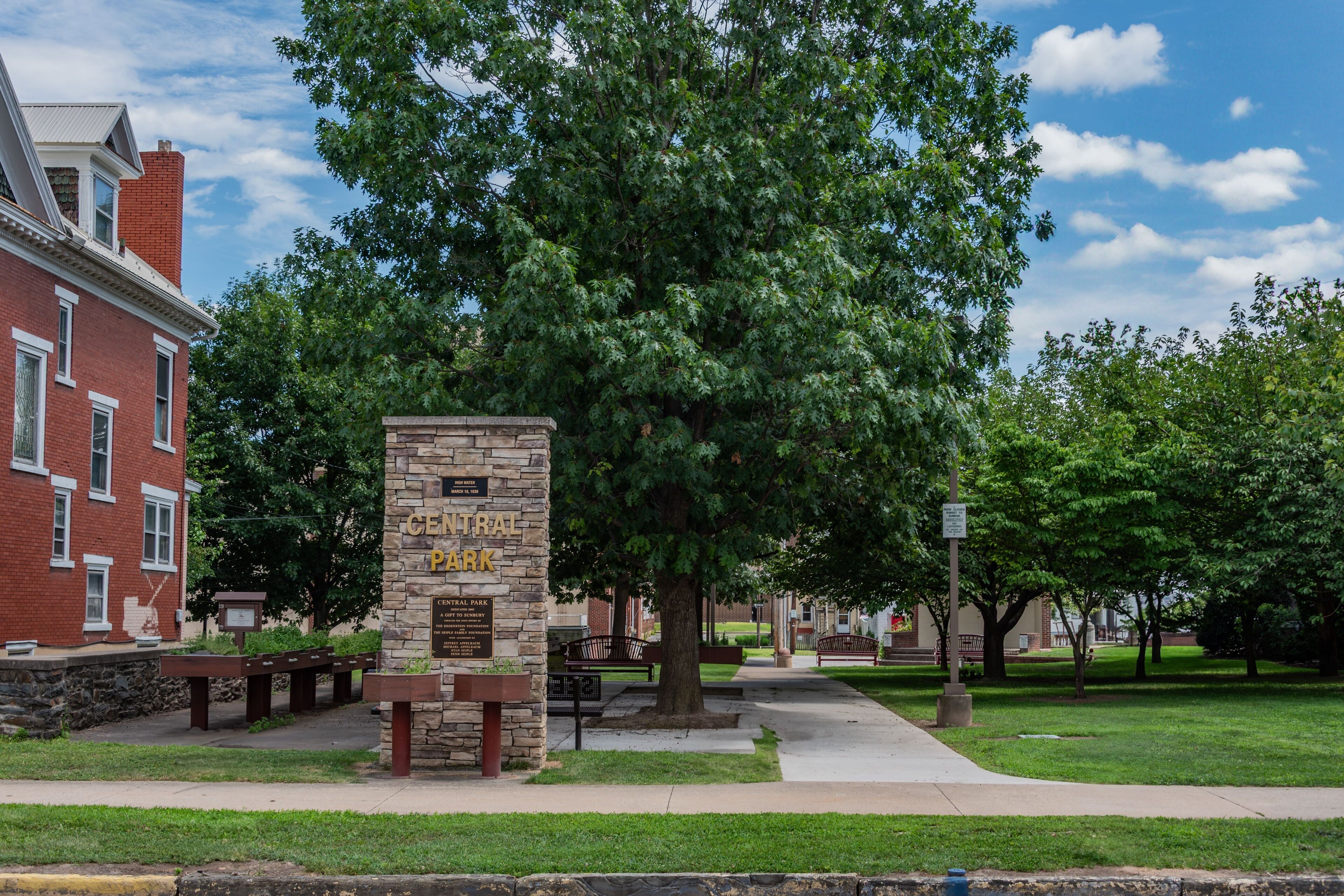 Central Park, Sunbury PA on a beautiful Summer Afternoon