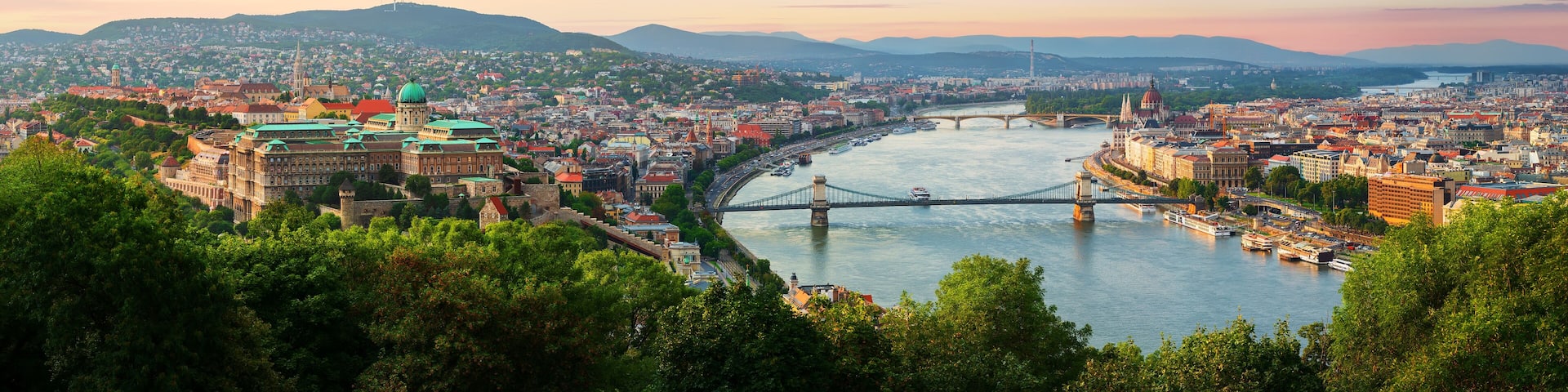 Sunset in summer Budapest