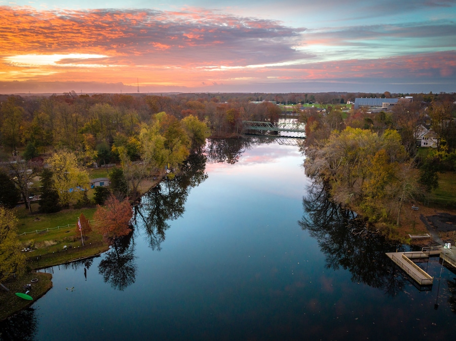 Aerial Drone EPIC sunrise in Hightstown New Jersey