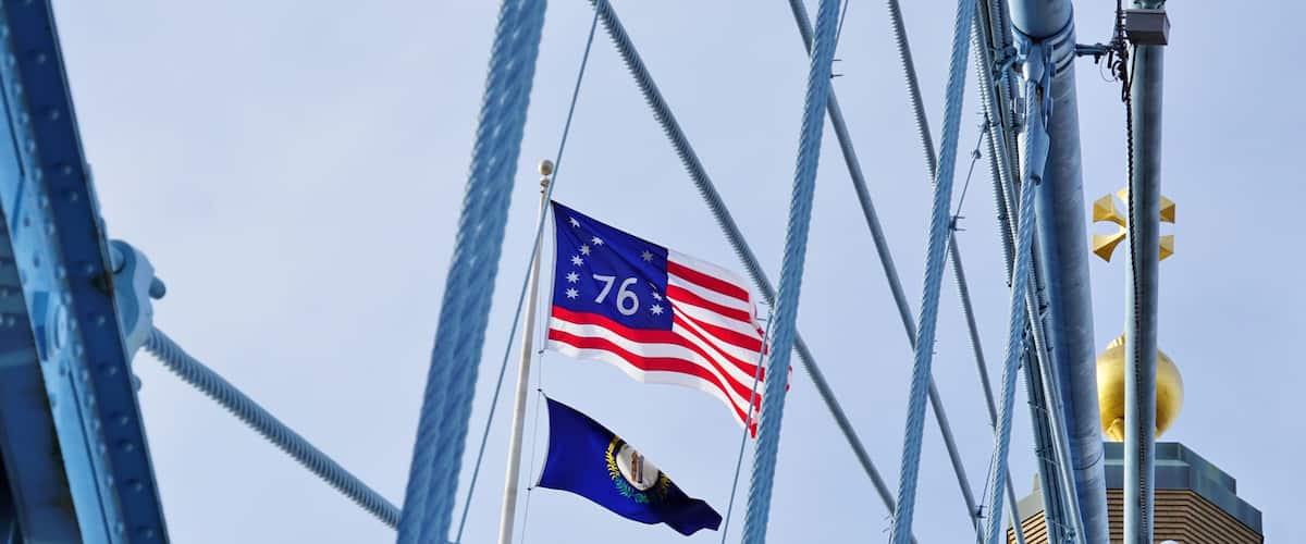 The Roebling suspension bridge between Ohio and Kentucky