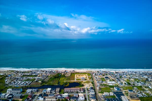 An aerial image of the Atlantic ocean from the lekki shoreline, Lagos