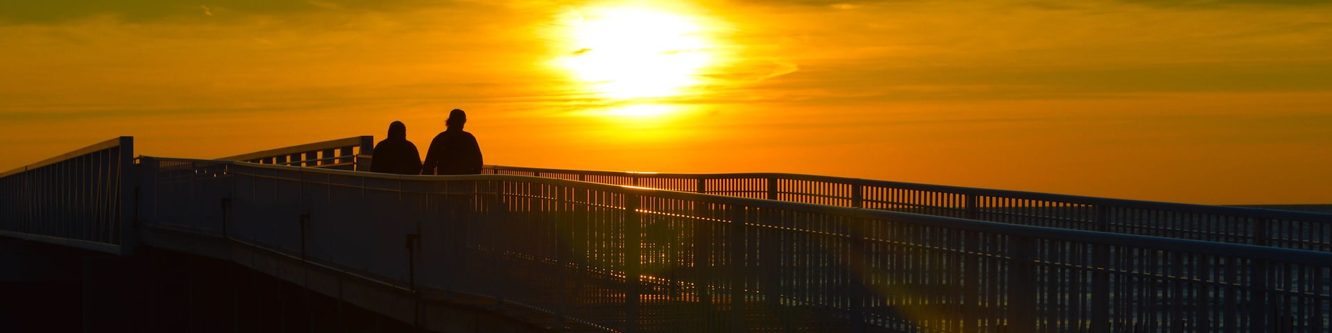 Brilliant sunrise over the waters of lake Huron in Oscoda, Michigan