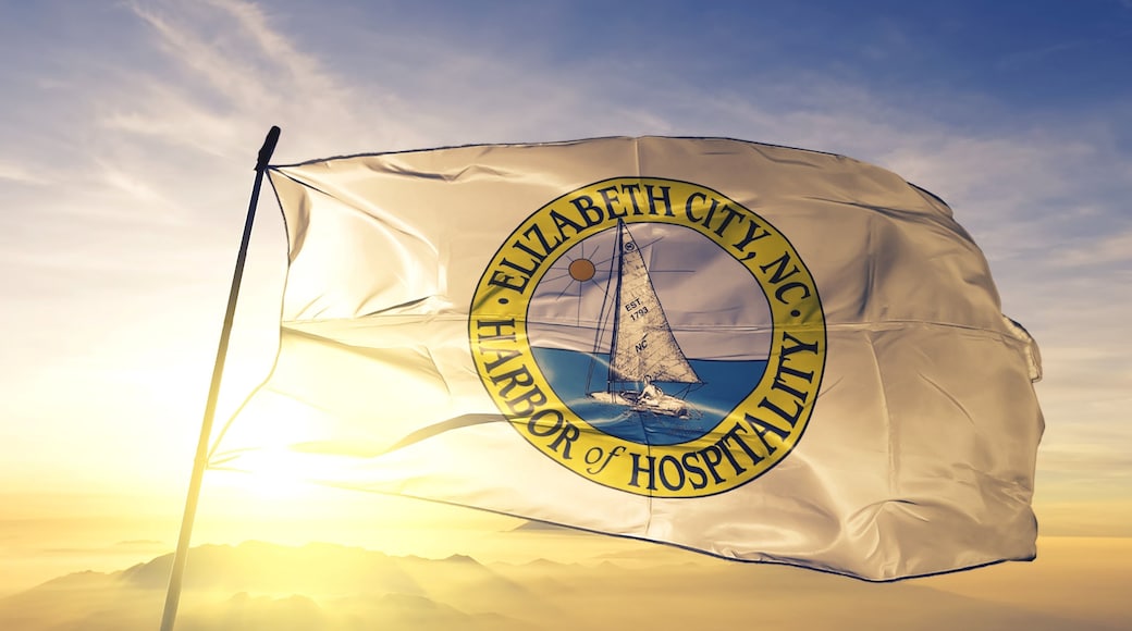 Elizabeth City of North Carolina of United States flag waving on the top