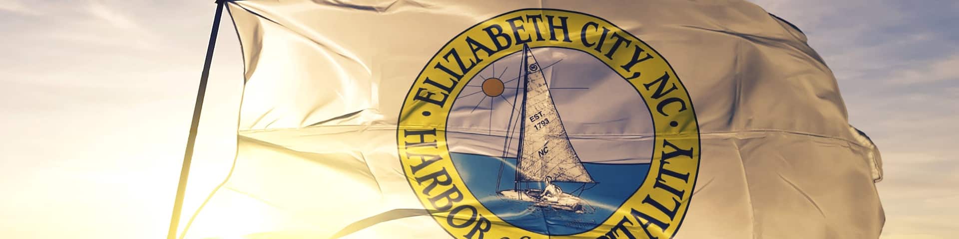 Elizabeth City of North Carolina of United States flag waving on the top