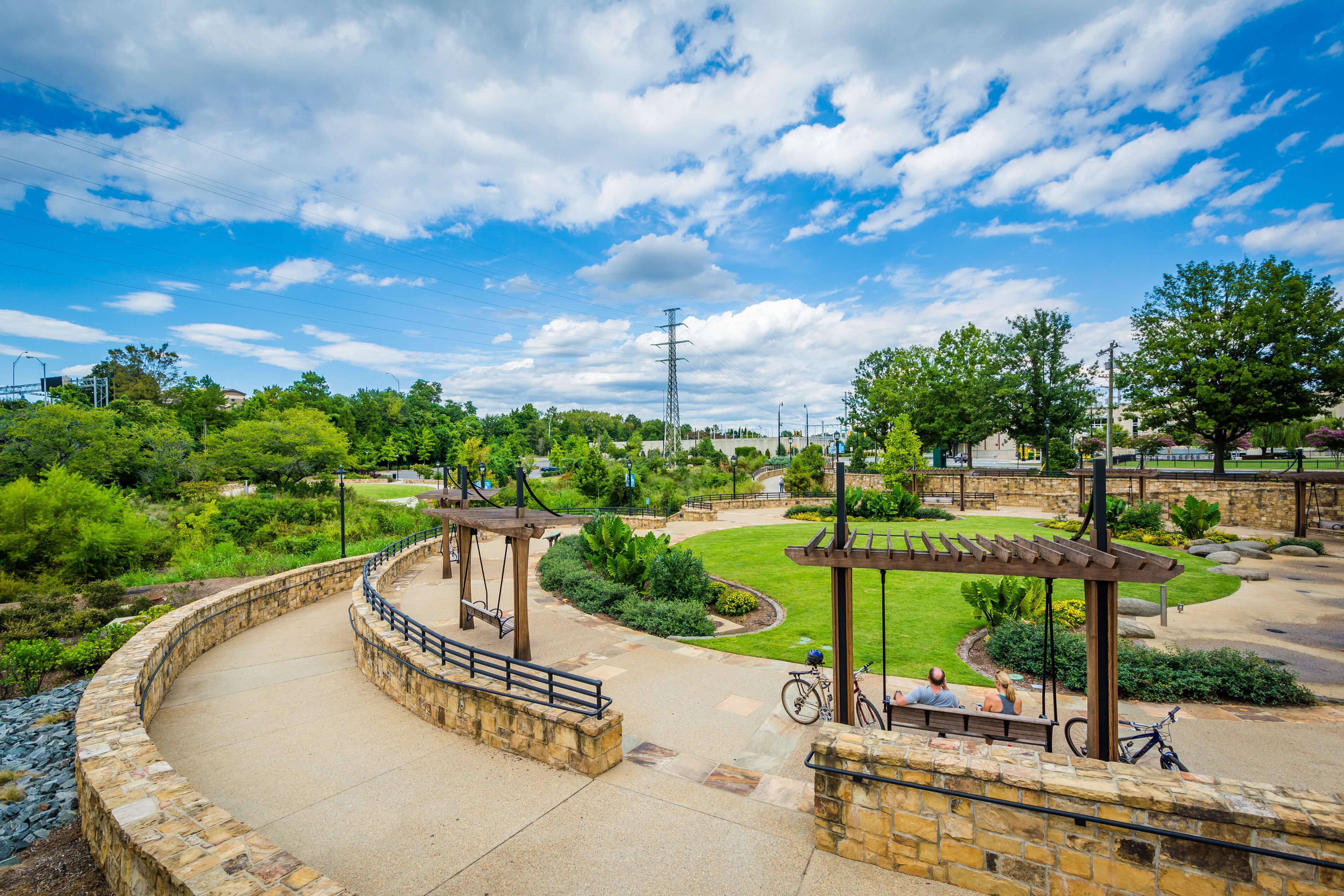 View of walkways and open space at Elizabeth Park, in Elizabeth,