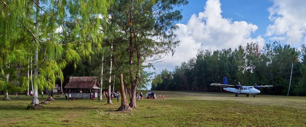 Airplane aeroplane flight landing turf airstrip grass runway, Solomons