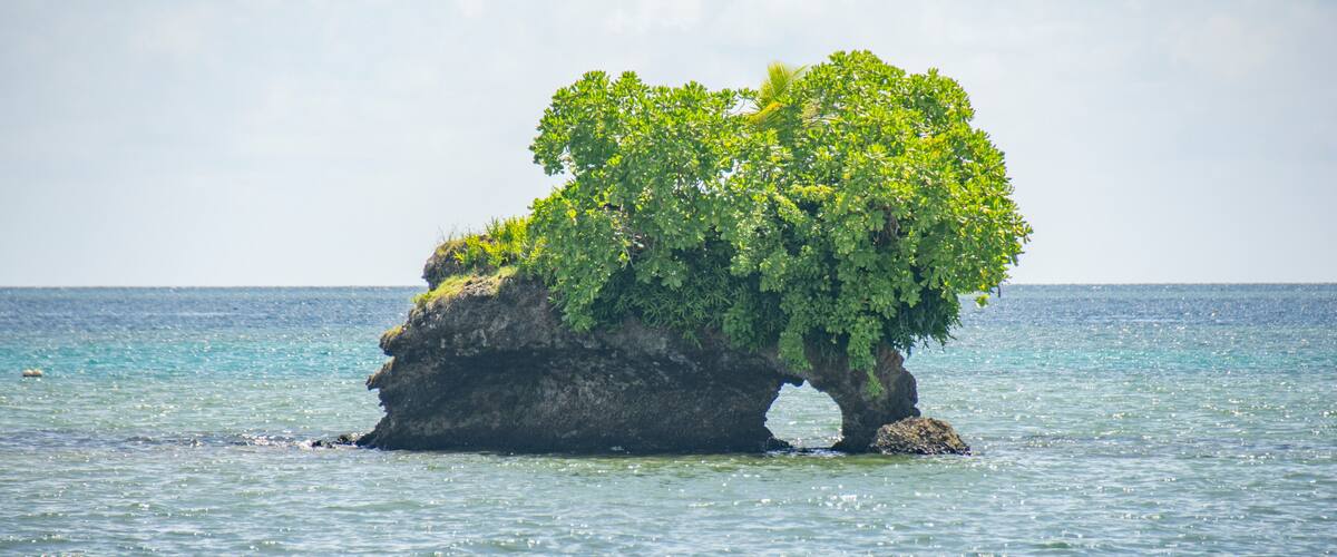 OK shape rock island and ocean, the bay of Ngeremlengui state, Palau, Pacific island