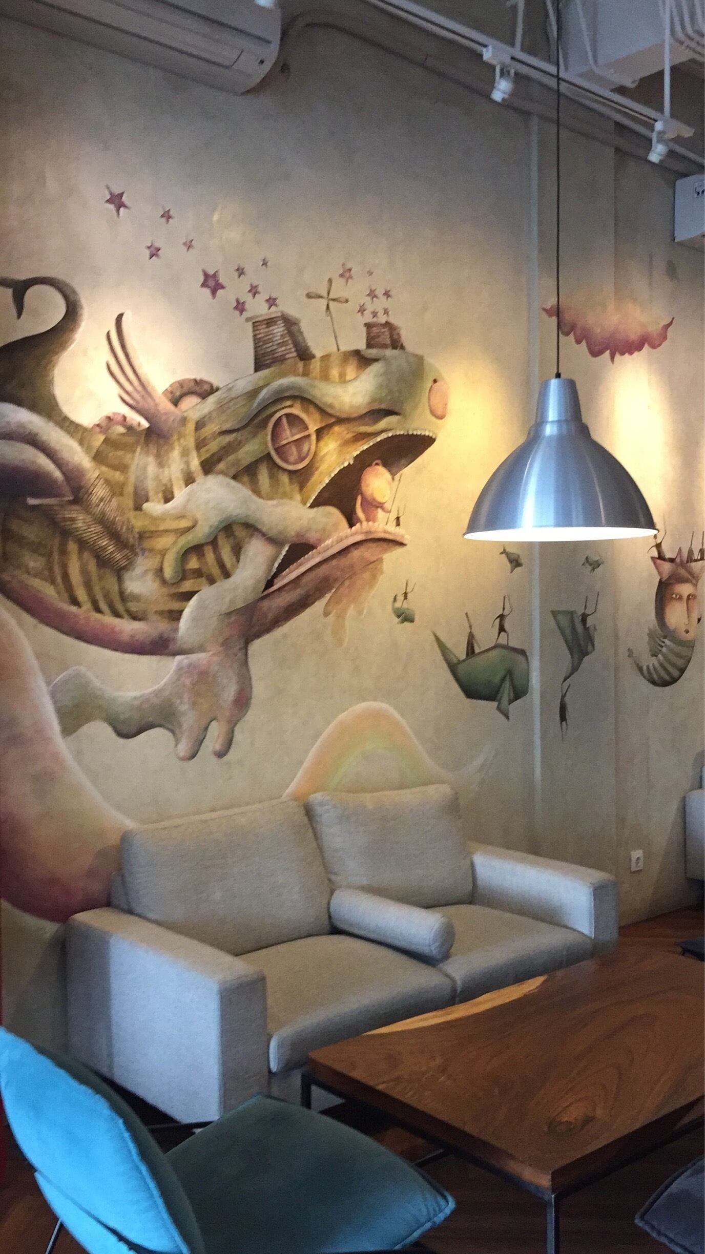 Super great artworks at this board games cafe. Very creative!