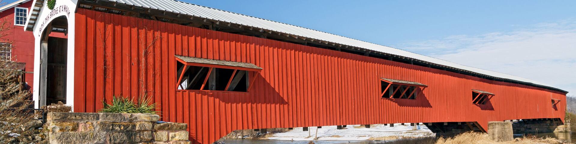 Bridgeton Covered Bridge at Christmas