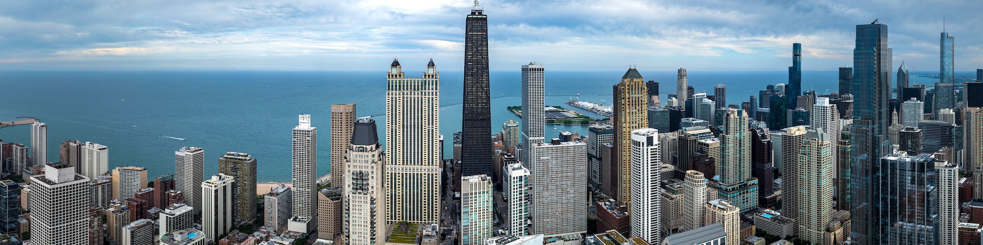 Aerial View of the Chicago Skyline with Lake Michigan. September 24, 2023.