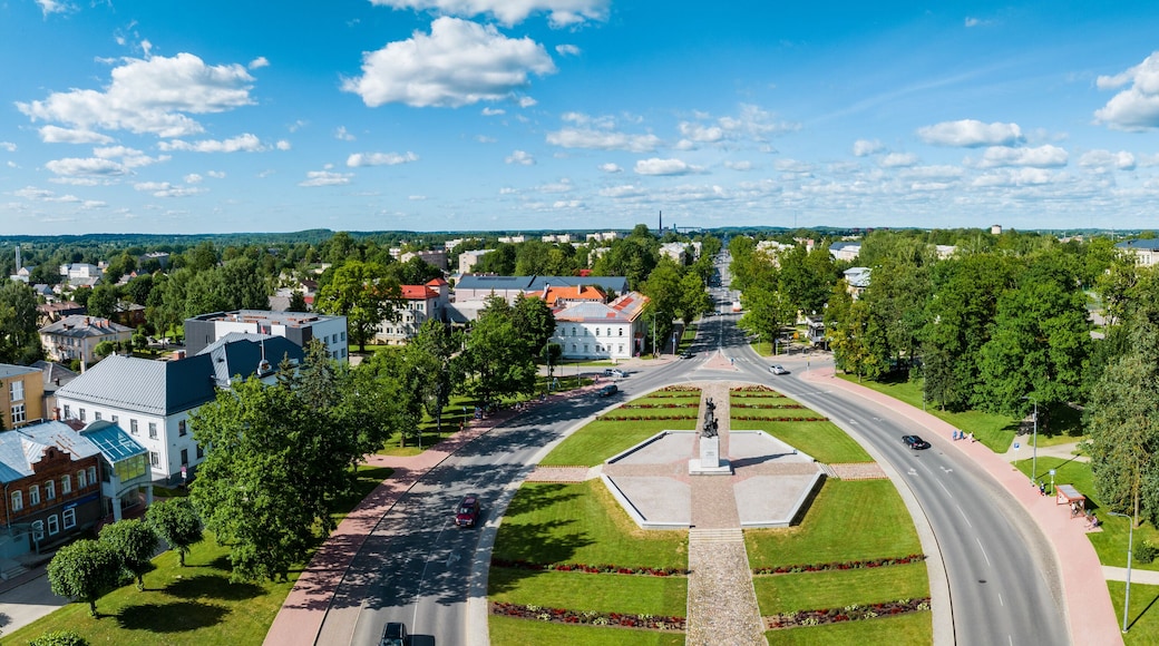 Aerial view of the REzekne city in Latvia. Beautiful summer in Latvian small town.