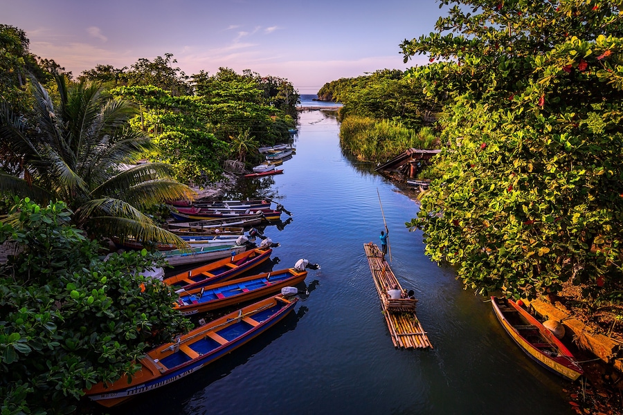 Rafting on the White River in St Ann, Jamaica.