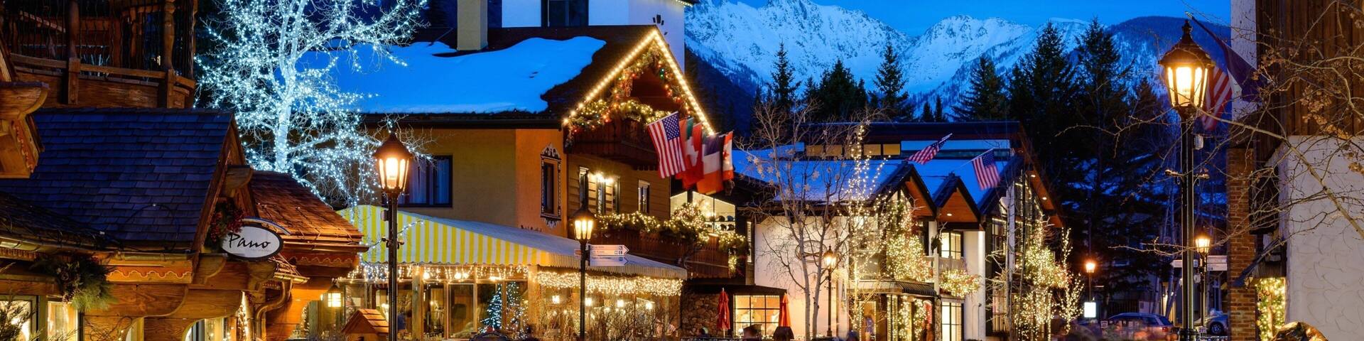 Vail which includes night scenes as well as a small group of people