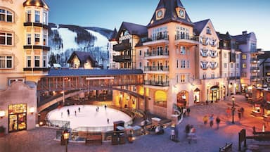 Vail showing a square or plaza, a luxury hotel or resort and ice skating