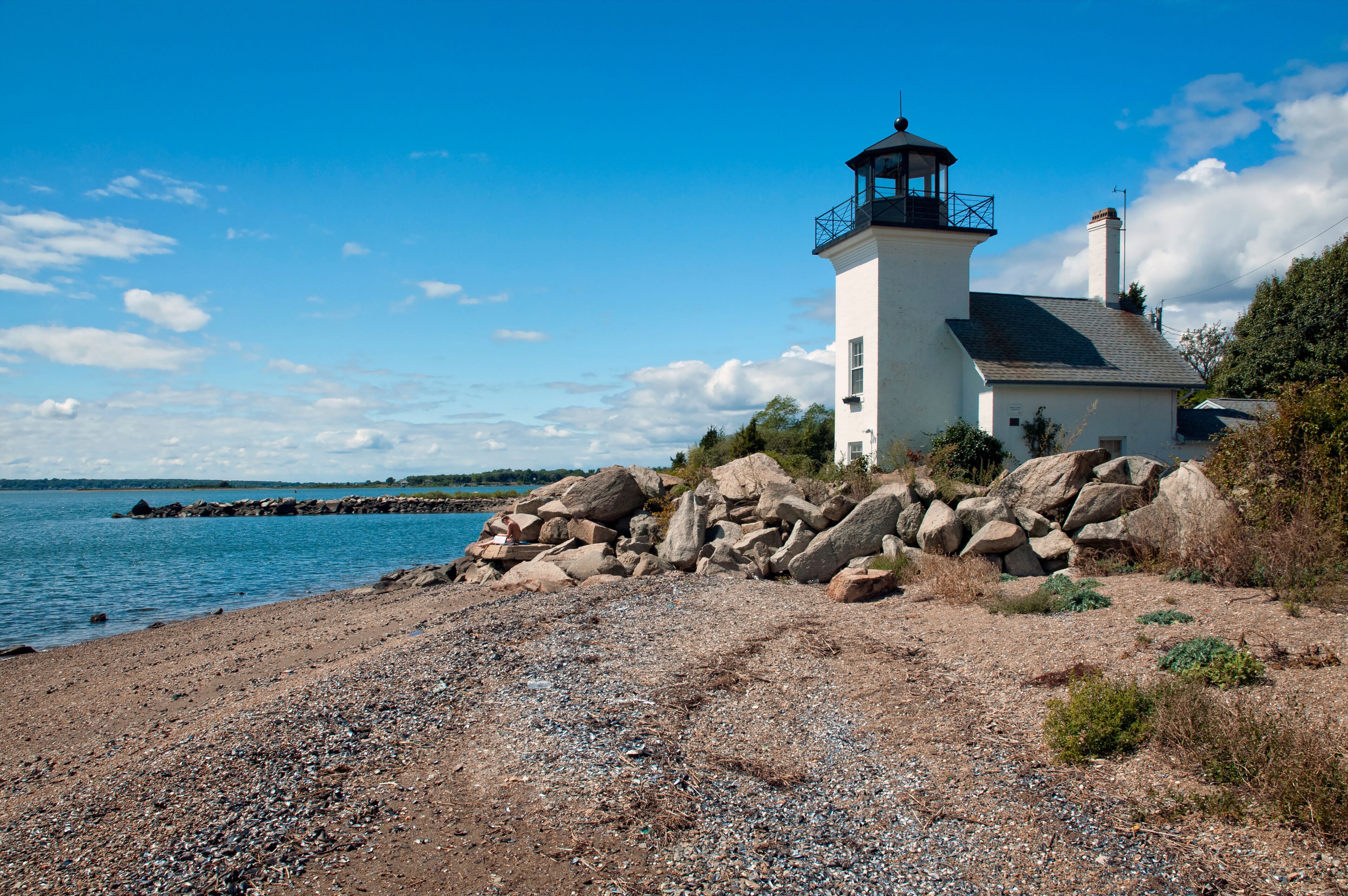 Bristol Ferry lighthouse Built Near Shore on Narragansett Bay in Rhode Island.