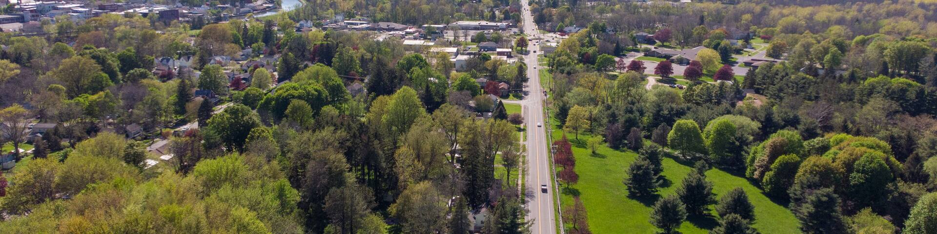 Brockport Village in New York State aerial footage