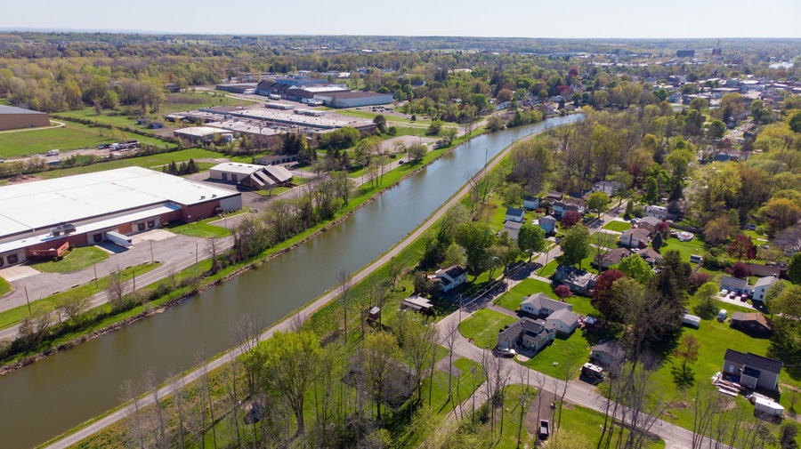 Brockport Village in New York State aerial footage
