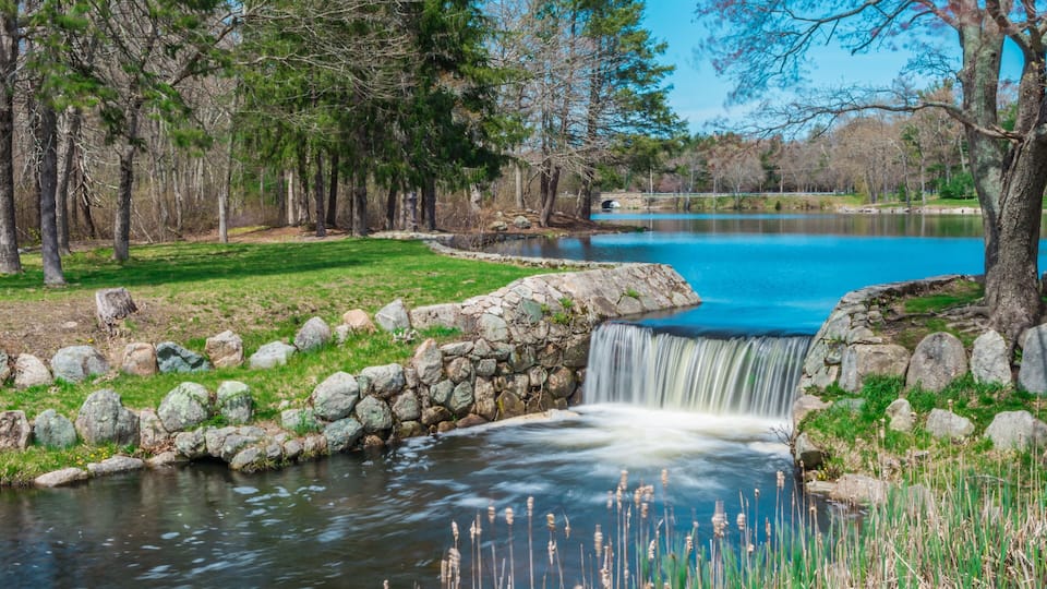 Beautiful nature view in D.W Field Park in Brockton, Massachusetts, on a sunny day