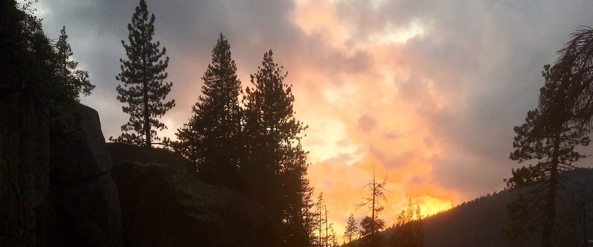 Perfect sunset in the High Sierras. South Yuba River in Norden, CA (Emigrant Gap)
