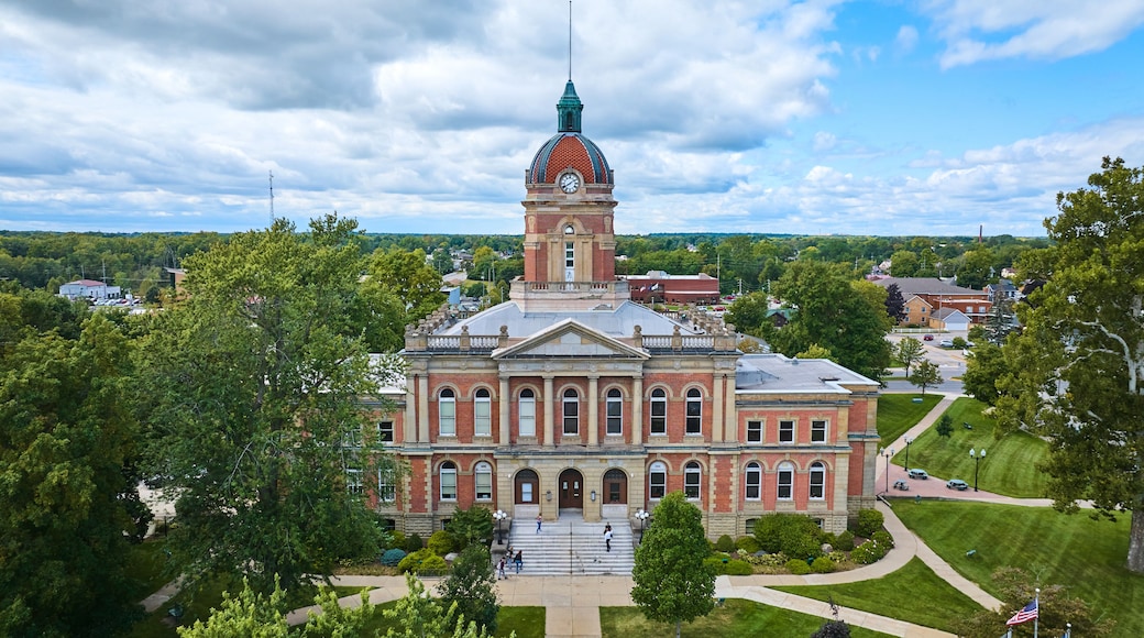 Aerial View of Elkhart County Courthouse and Clock Tower